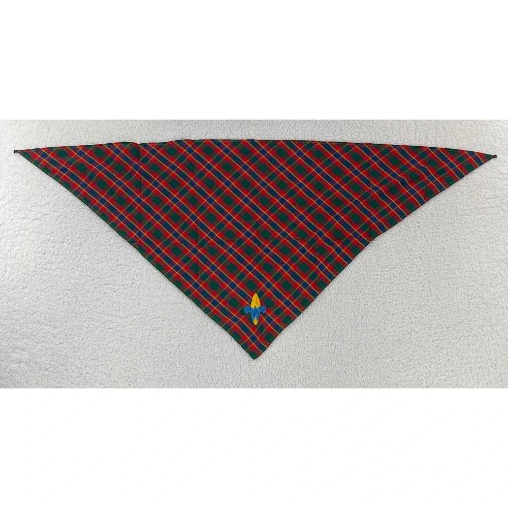 Boy Scouts of America Red Plaid Webelos Neckerchief Scarf Handkerchief‎